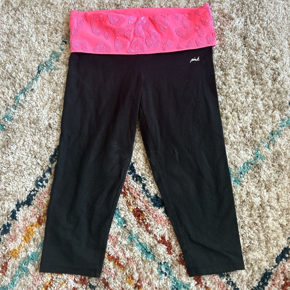PINK Early 2000s pink leopard sequin leggings